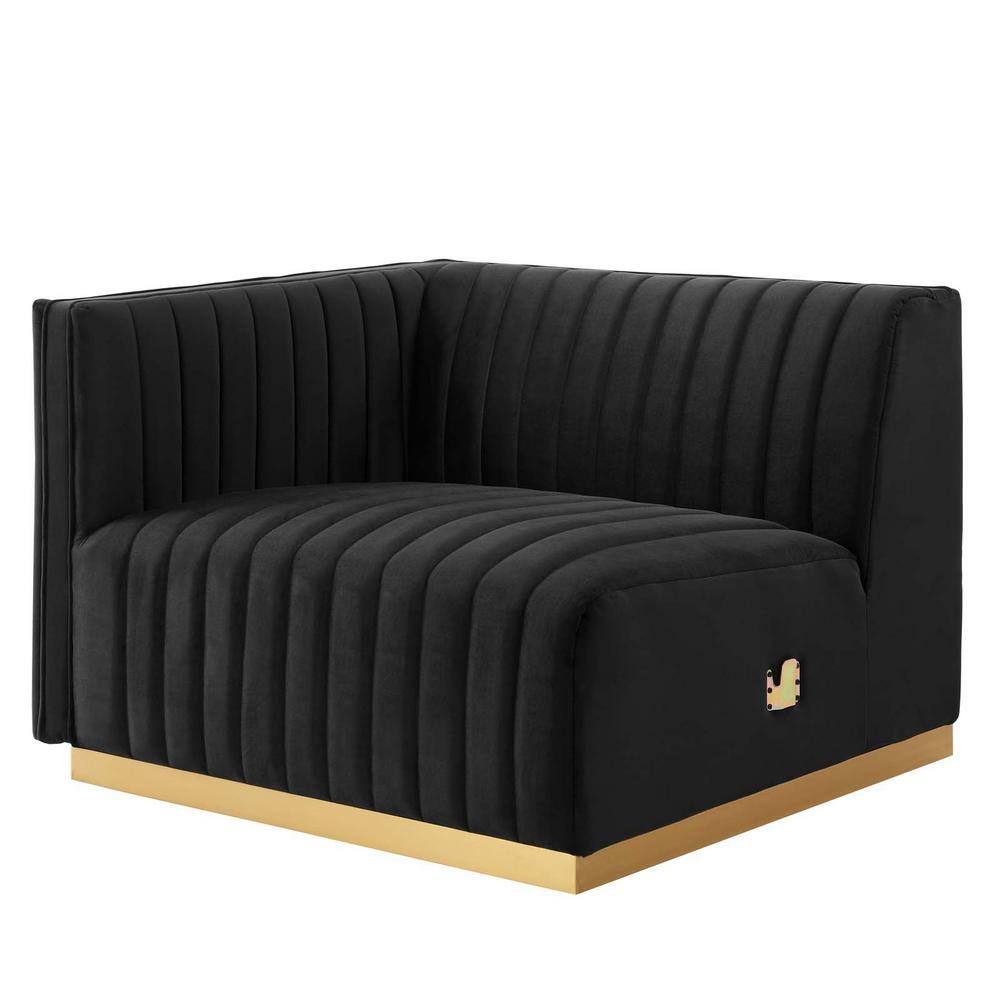 Black and Gold Velvet Tufted 4-Piece Sectional Sofa