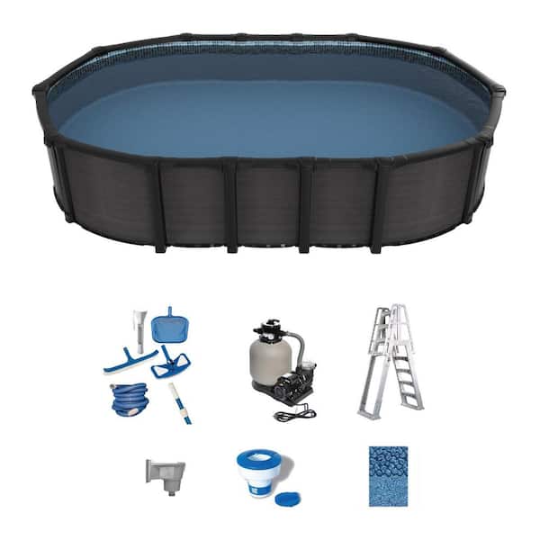 Bimini 12 ft. x 18 ft. Oval 52 in. deep Above Ground Hard Sided Standard Pool Package