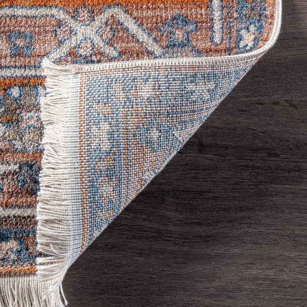 Ivory and Rust Medallion Synthetic Reversible Area Rug 3x5