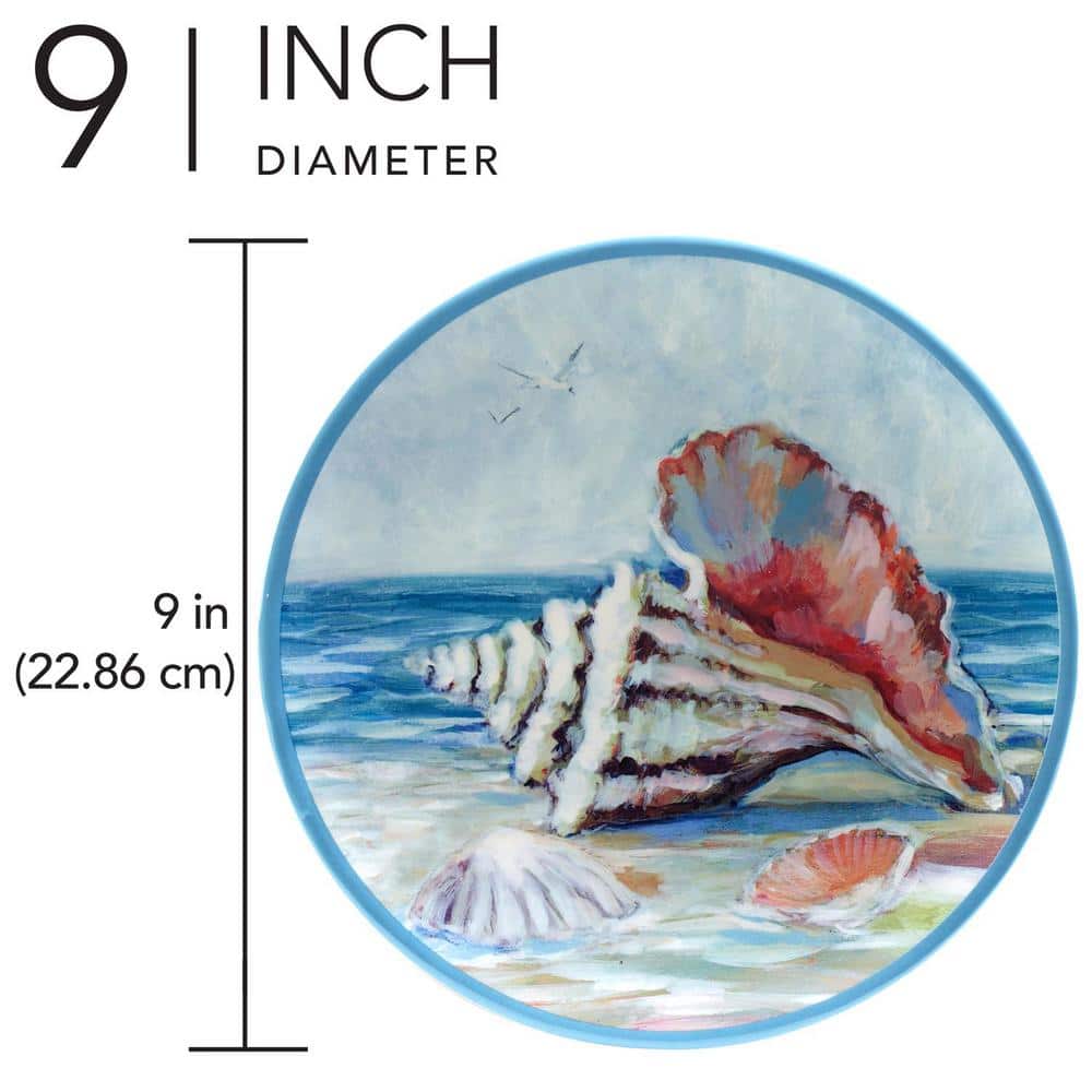 Seacoast Multicolor Melamine 9" Salad/Dessert Plates Set of 6