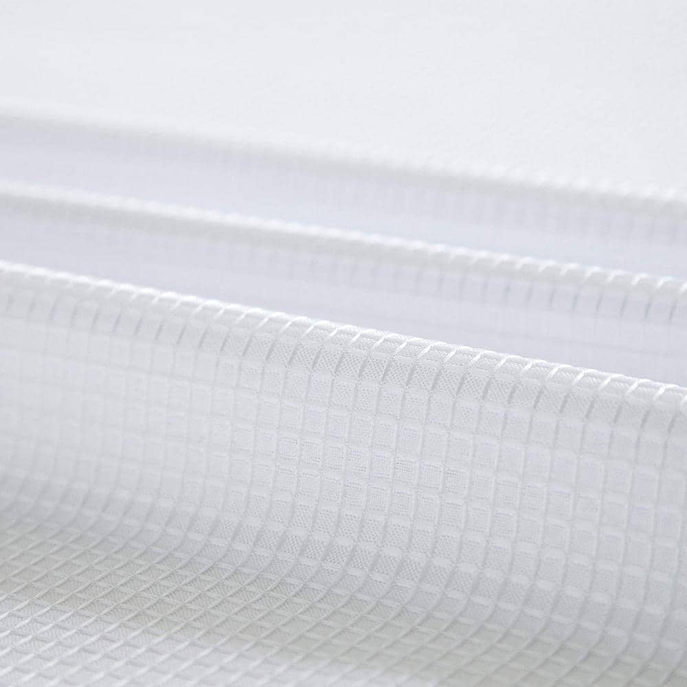 White Waffle Weave Fabric Shower Curtain with Detachable Liner