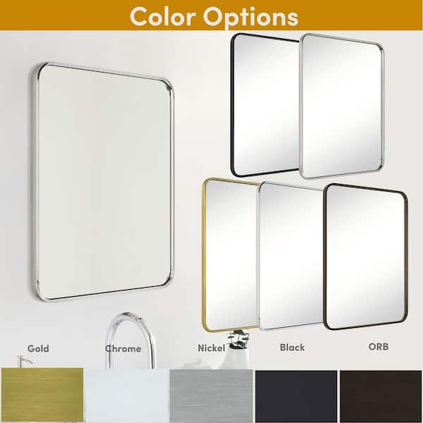 Miroir murale de salle de bain Maxwell 41 po x 29 po rectangulaire or