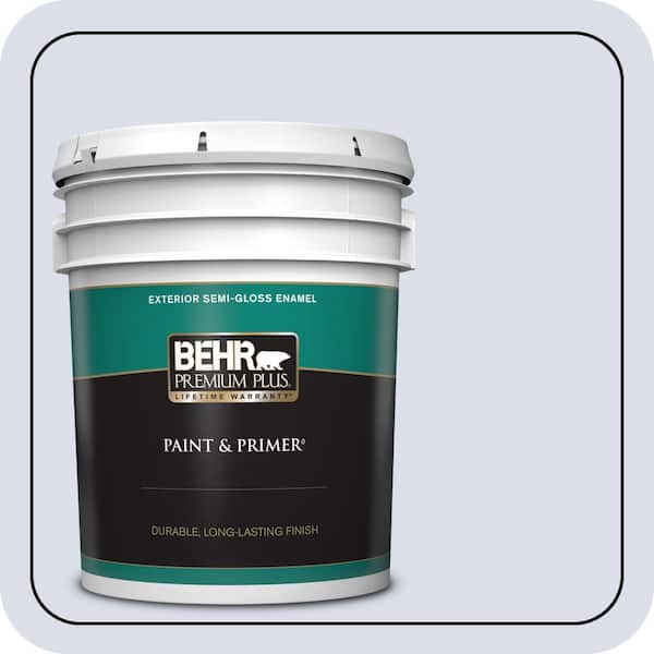 BEHR PREMIUM PLUS 5 gal. #620C-1 Winter Ice Semi-Gloss Enamel Exterior Paint & Primer