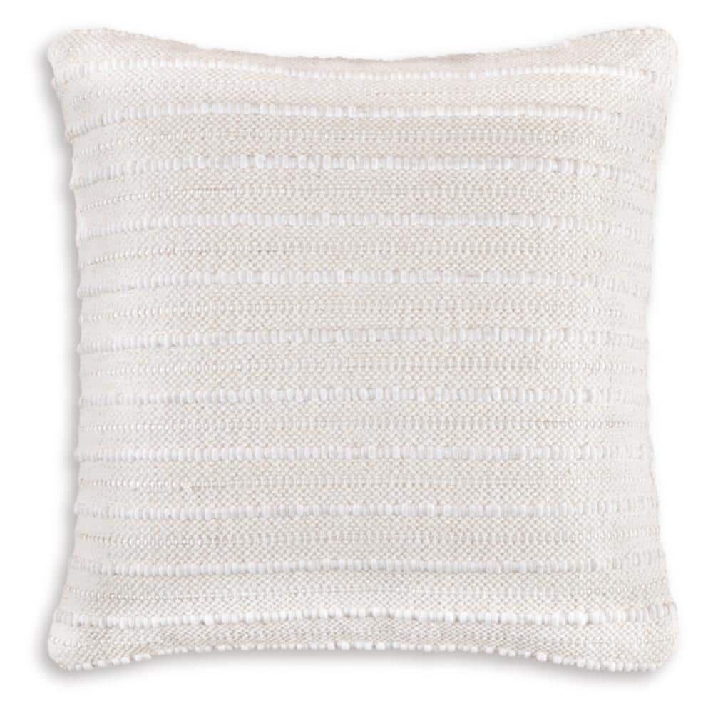 Cream Handwoven Square Embroidered Throw Pillow