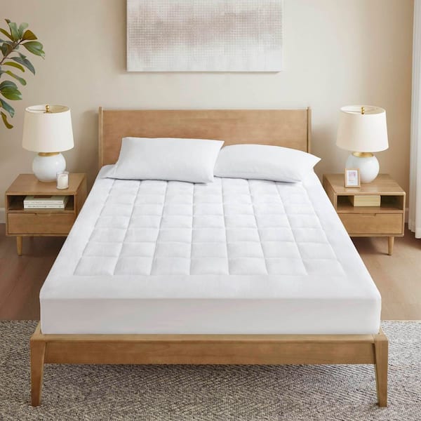 Heavenly Soft White King Overfilled Plush Hypoallergenic Down Alternative Waterproof Mattress Pad
