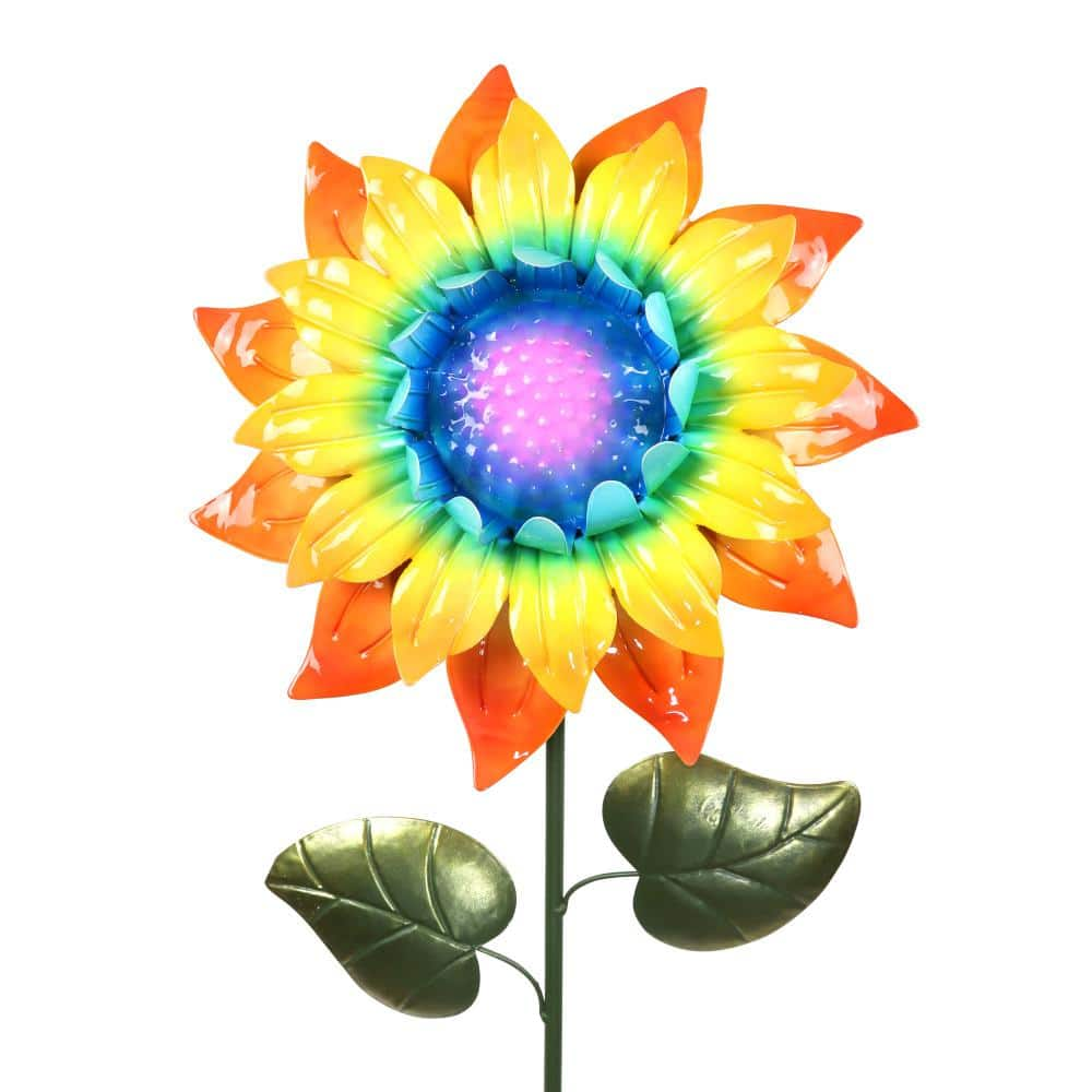 Exhart Bouncing Sunflower 3.31 ft. MultiColor Metal Garden Stake 76826 ...