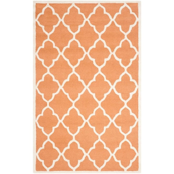 SAFAVIEH Cambridge Coral/Ivory 4 ft. x 6 ft. Geometric Diamond Trellis Area Rug