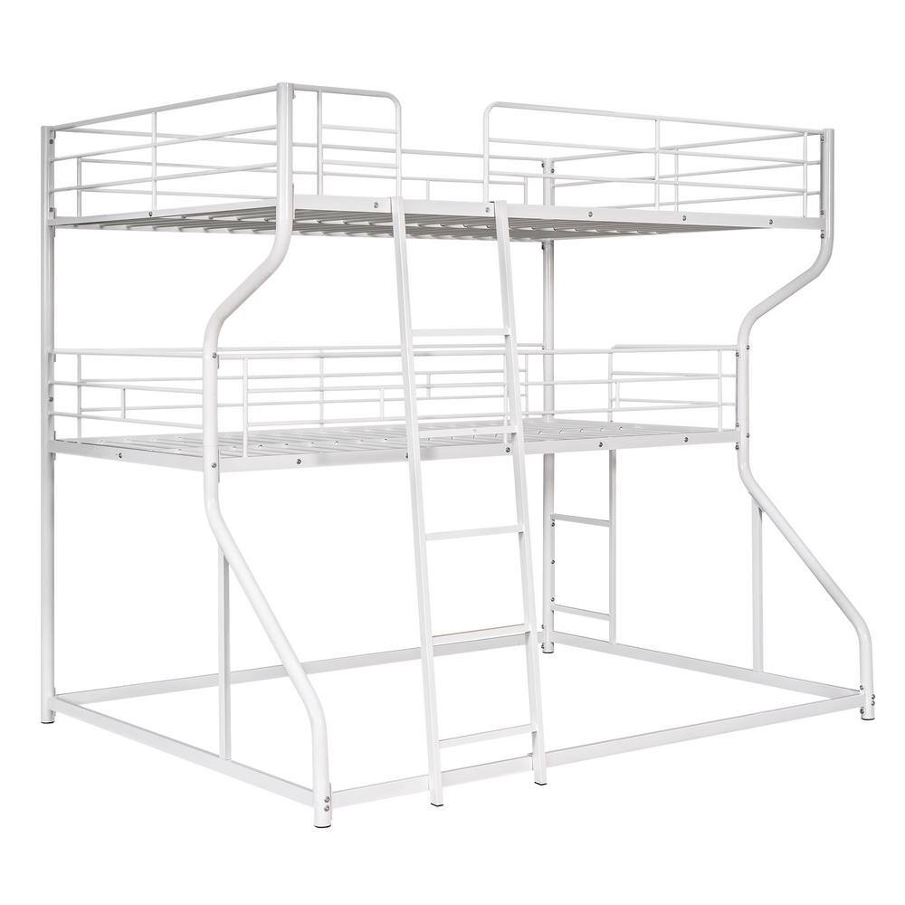 Harper & Bright Designs White Full XL over Twin XL over Queen Size Metal Triple Bunk Bed with