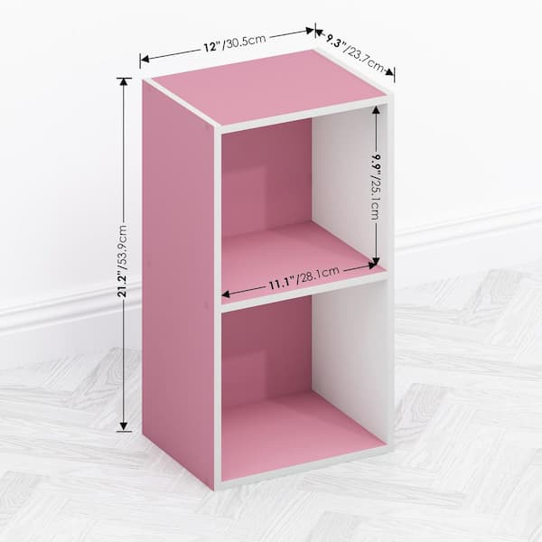 Furinno Tomi 21 in. Tall Pink Wood 2-Shelf Bookcase T21046PIWH