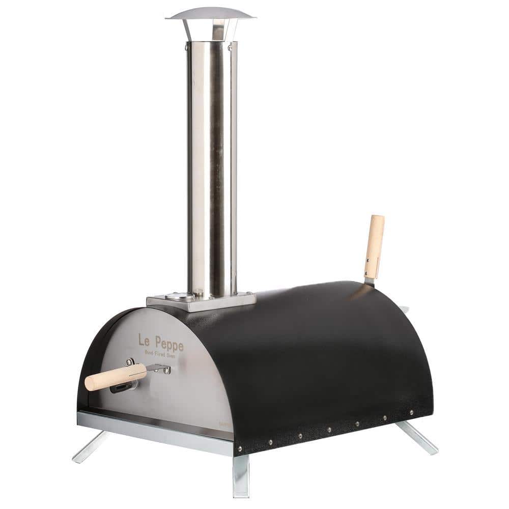 WPPO Le Peppe Portable Wood Fired Outdoor Pizza Oven in Black WKE