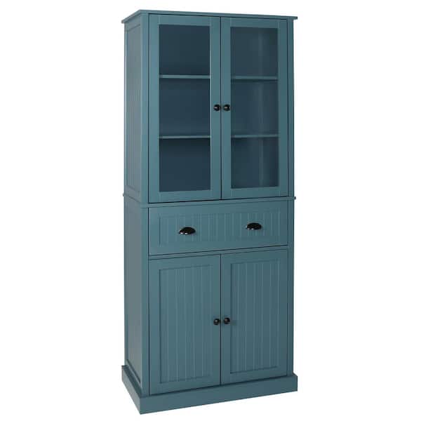 VEIKOUS 72 in. H Dark Blue Kitchen Storage Pantry Cabinet Closet with Doors and Adjustable Shelves