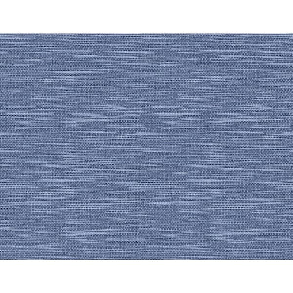 LILLIAN AUGUST Luxe Retreat Coastal Blue Faux Linen Weave Paper Unpasted Wallpaper Roll (60.75 sq. ft.)