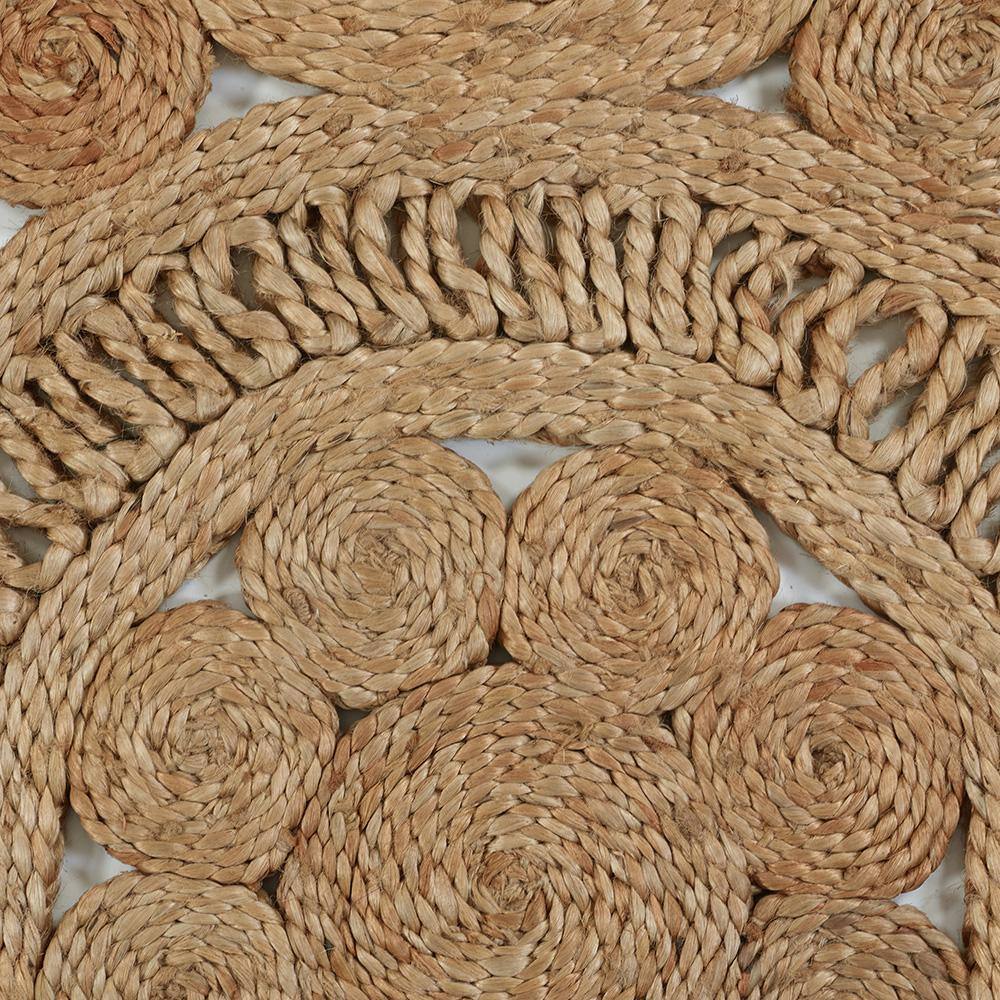 Handmade Geometric Blue Braided Round Rug, Stain-Resistant, 48"