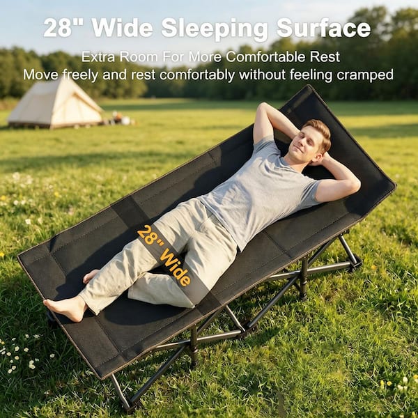 BOZTIY Folding Camping Cot with Mat for Adults Heavy Duty Outdoor