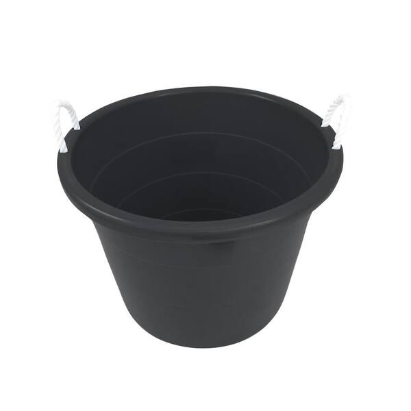 HOMZ Plastic 17 Gal. Utility Storage Bucket Tub with Rope Handle, Black, 2  Pack 0417BKDC.02 - The Home Depot