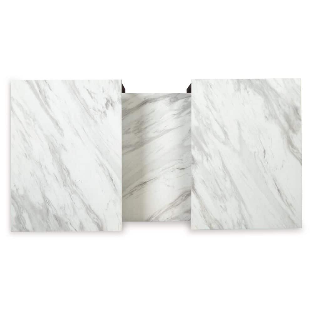 Contemporary Black Metal Frame Rectangular Marble Top 3-Piece Table Set