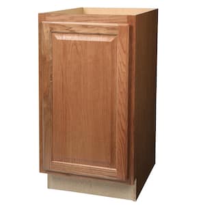 Hampton Assembled 18x34.5x24 in. Pull Out Trash Can Base Kitchen Cabinet in Medium Oak