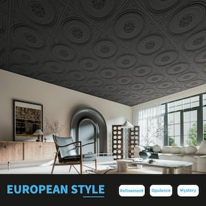 Black 2 ft. x 2 ft. Decorative Drop Ceiling Tile, 12 Tiles (48 sq. ft./Case)