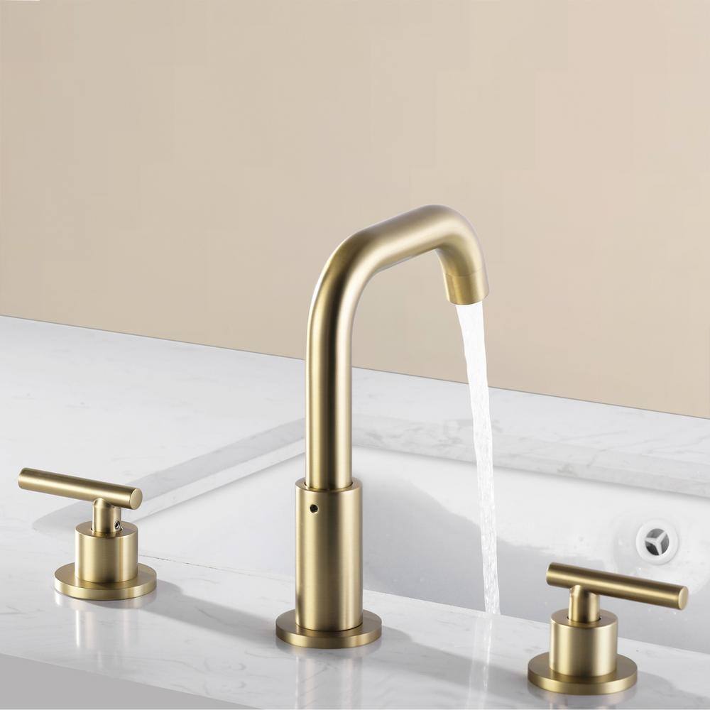 Brushed Gold Solid Brass Widespread Bathroom Faucet