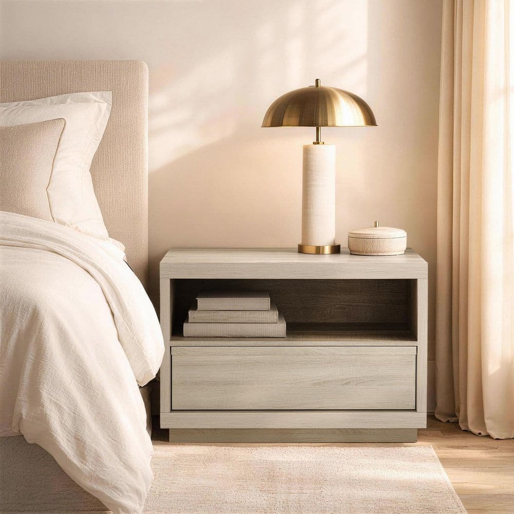 Manhattan Comfort Navis Contemporary Whitewashed Oak 1-Drawer 32