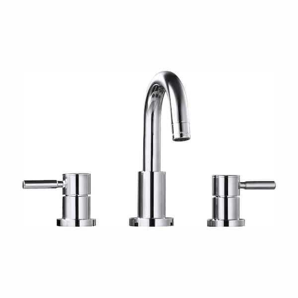 Avanity Positano 8 in. Widespread 2-Handle High-Arc Bathroom Faucet in Chrome with Drain