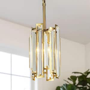 Charlene 1-Light Brushed Gold Modern Mini Pendant Light with Crystal Shade