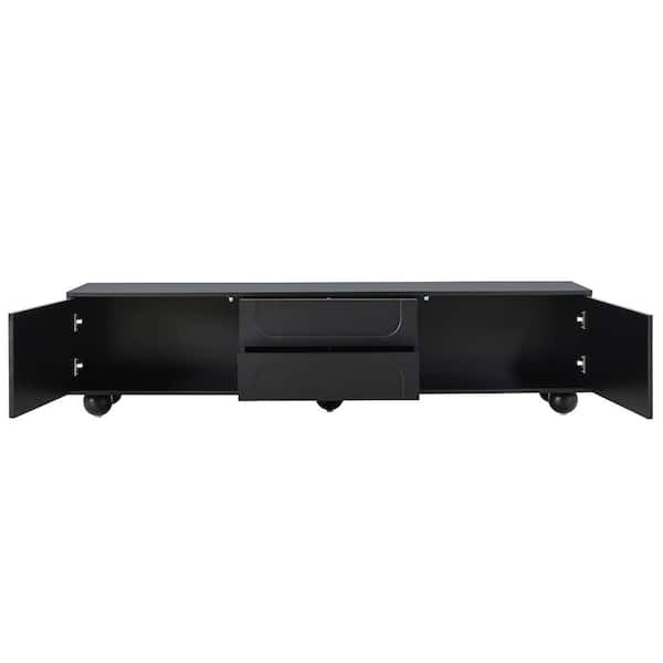 y*iFTWO（FNTC ）BLACK DECK 157 W Black TV Stand with Drawers for TVs up to 85