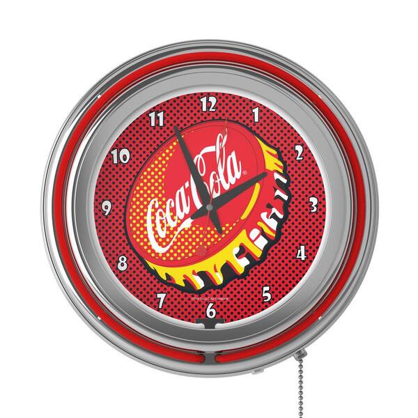 Coca-Cola Red Pop Art Cap Lighted Analog Neon Clock COKE8POP-HD 