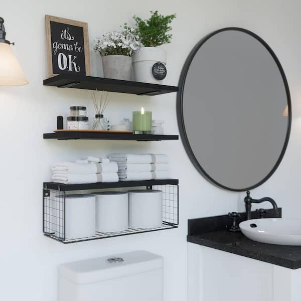 Elegant Home Decor with Moforoco Black Bathroom Shelves Basket