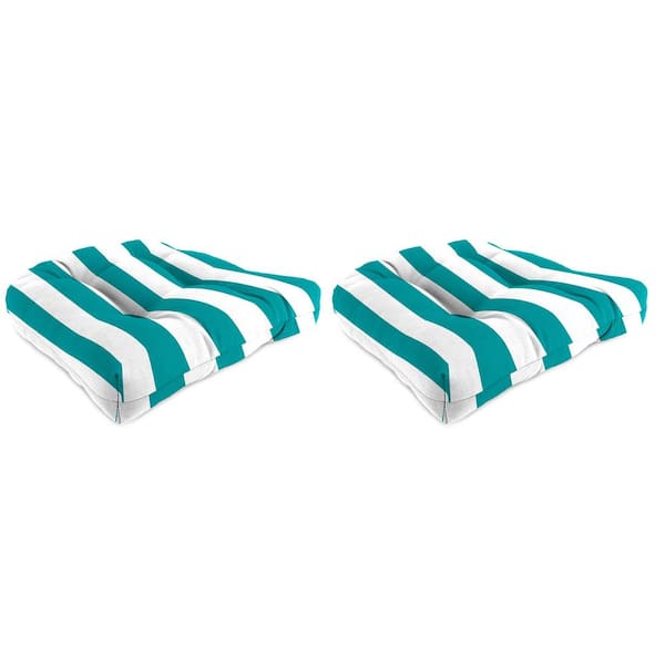 Jordan Manufacturing 19 in. L x 19 in. W x 4 in. T Tufted Outdoor Wicker Seat Cushion in Awning Turquoise (2-Pack)