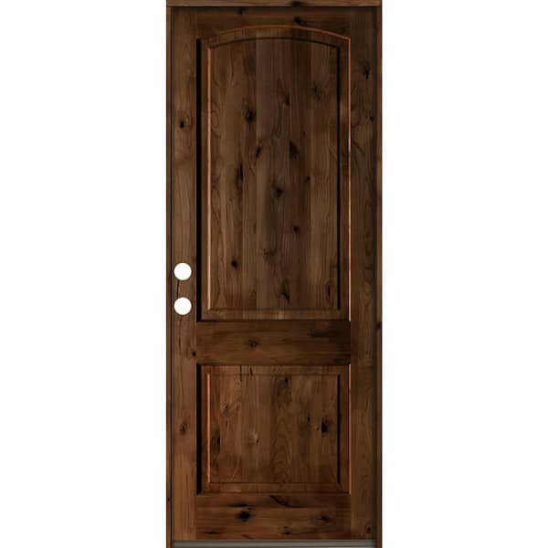 Krosswood Doors 36 in. x 96 in. Rustic Knotty Alder Arch Top Provincial ...