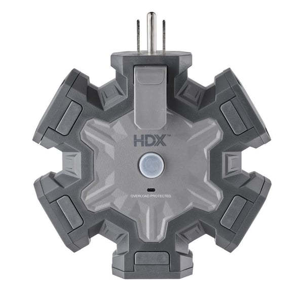 HDX 15 Amp 5 Outlets Power Hub, Grey