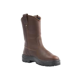Men's Heeler Wellington Slip On 10 inch Work Boots - Steel Toe - Oak Size 8.5(W)