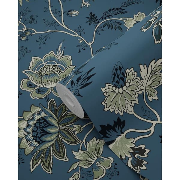 ESTA Home Blue Juliet Decorative Jacobean Wallpaper Sample