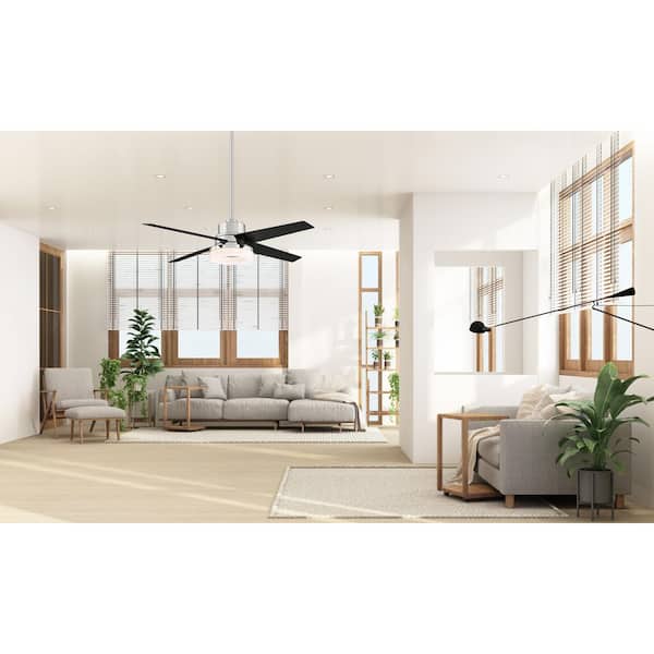 Cityview 54 in. Integrated LED Indoor Polished Nickel Ceiling Fan with Light and Remote Control