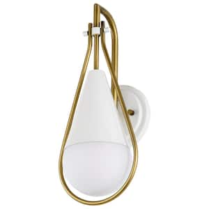 Admiral 6.5 in. 1-Light Matte White Wall Sconce with White Opal Glass Shade