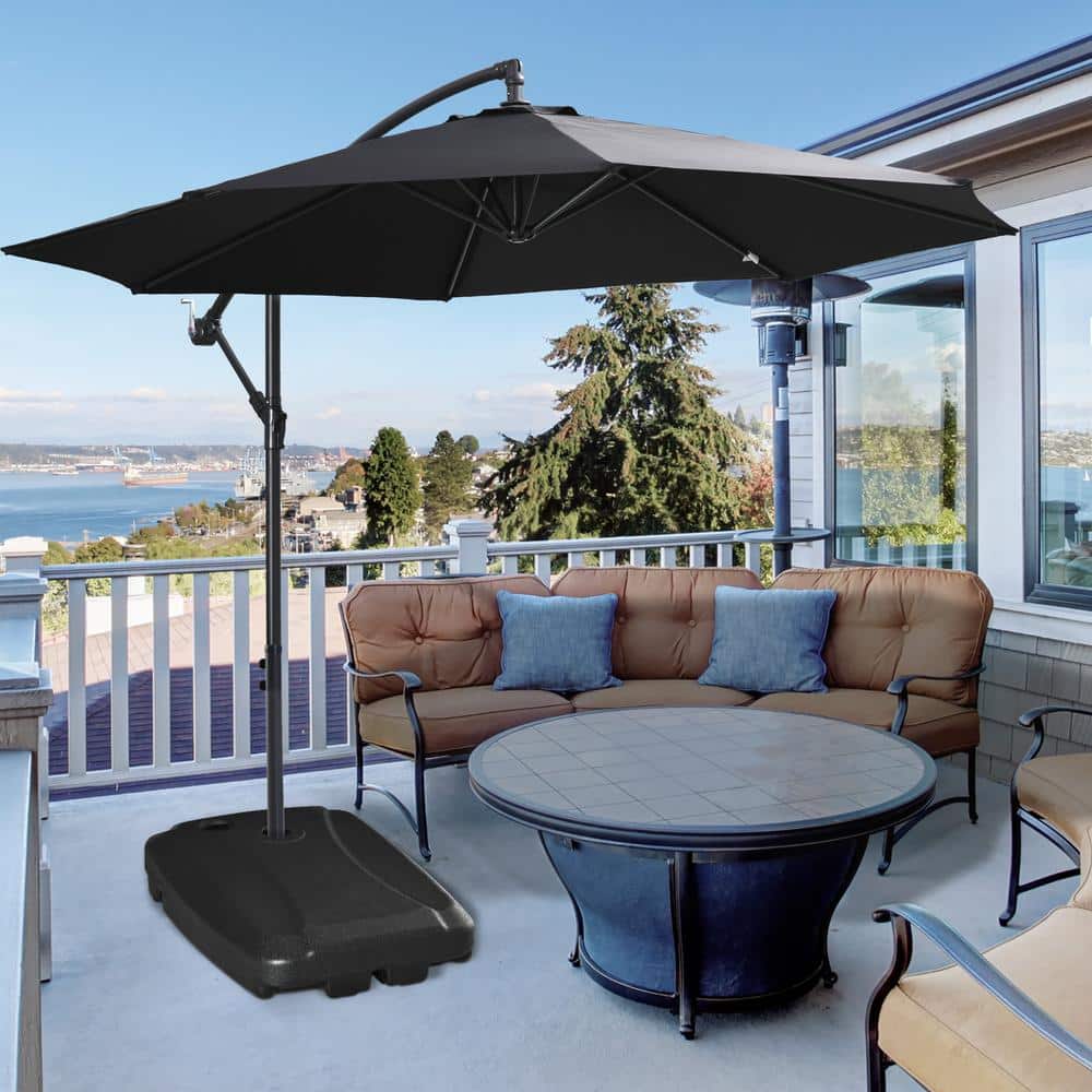 Black HDPE Wheeled Cantilever Umbrella Base, 82 cm