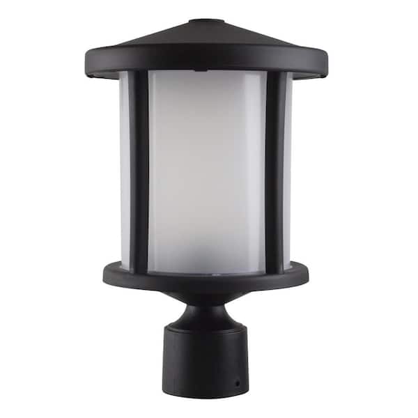 SOLUS Artisan Round 1-Light Black Hardwired Outdoor Weather Resistant Plastic Post Light with Frosted Diffuser 4000K LED