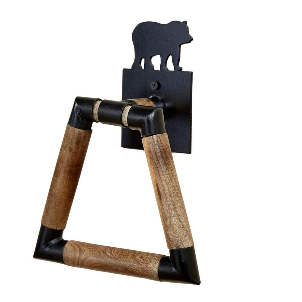 Cutout Bear Silhouette Toilet Paper Holder - Log Cabin Decor, Black Forest Decor