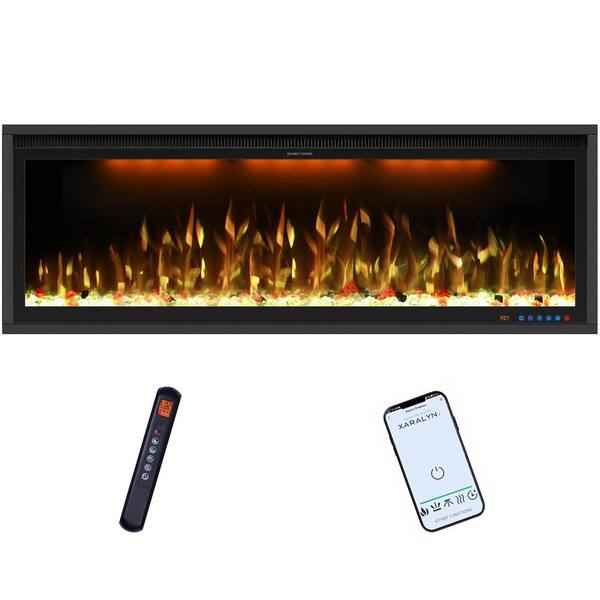 Delandgrand 48 in. Smart Electric Fireplace Insert ，Recessed & Wall