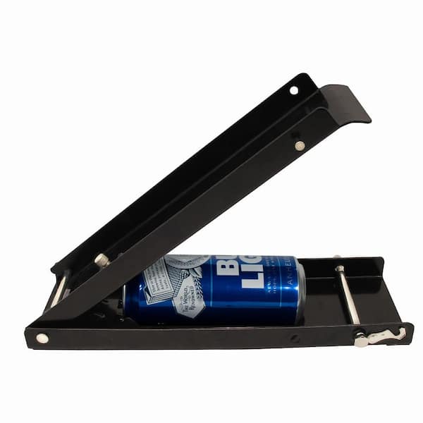 Black Alloy Steel Manual Can Crusher for Recycling, Floor Foot Can Crusher for Seltzer, Soda and Beer Cans