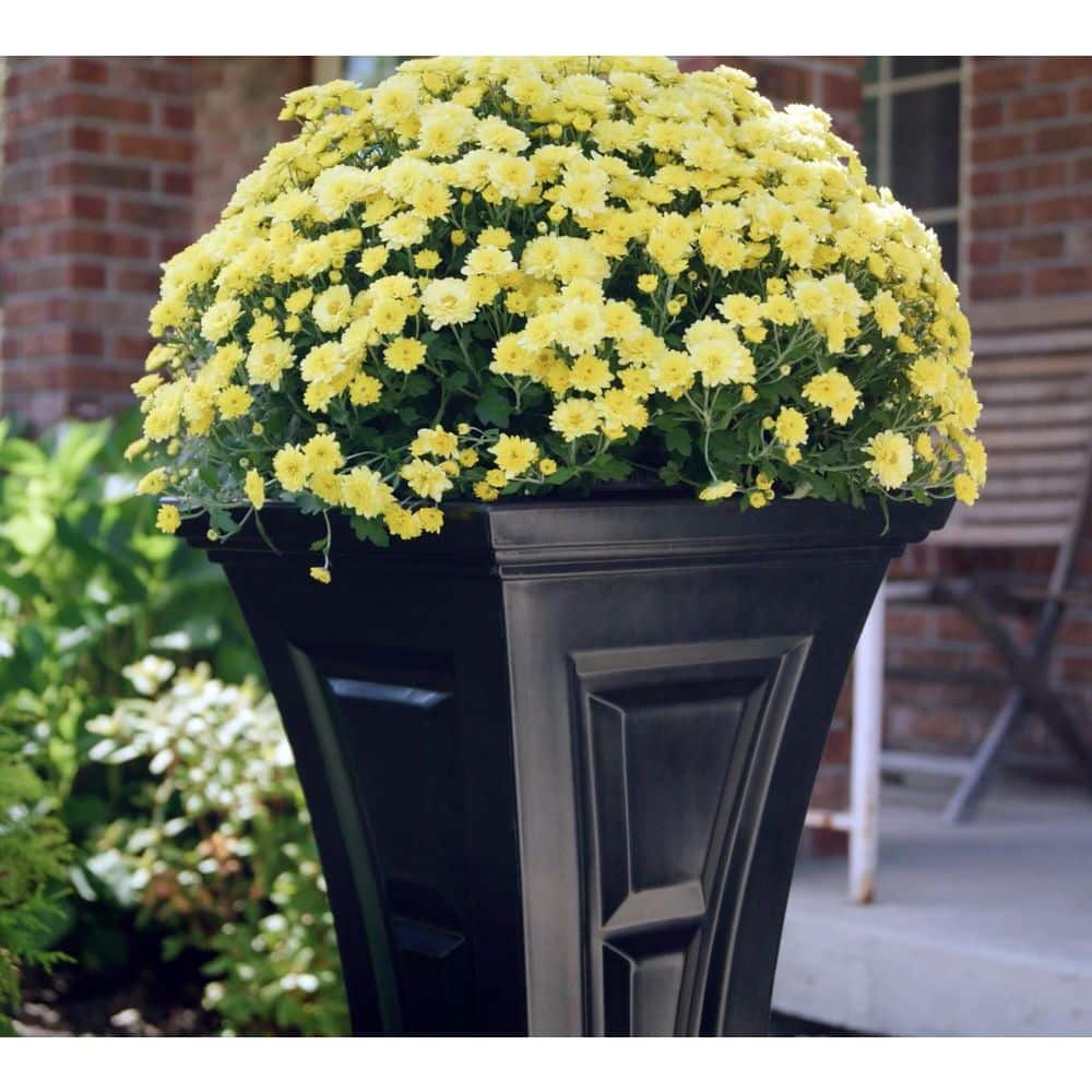 Tall Black Self-Watering Outdoor Planter Set