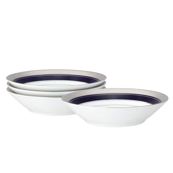 Noritake Crestwood Cobalt Platinum 5.5 in., 4 fl. oz. (White) Porcelain Fruit Bowls, (Set of 4)
