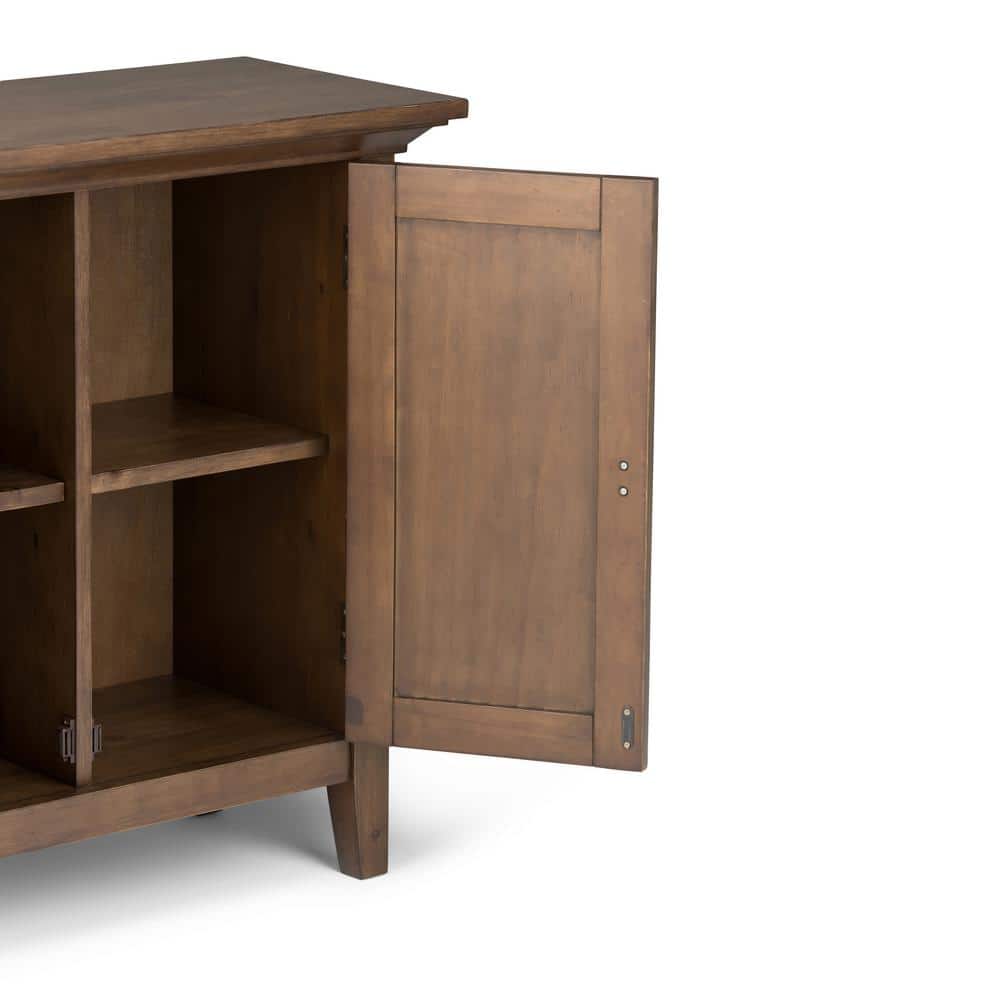 Rustic Natural Aged Brown Solid Hardwood Low Cupboard with Adjustable Shelving
