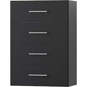 25.5 in. Black Walk-in Modular 4 Drawers Short Tower Unit with No-Shelf, Wall Mount Wood Closet System