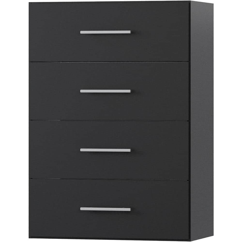 31.5 in. Black Walk-in Modular 4 Drawers Short Tower Unit with No-Shelf, Wall Mount Wood Closet System