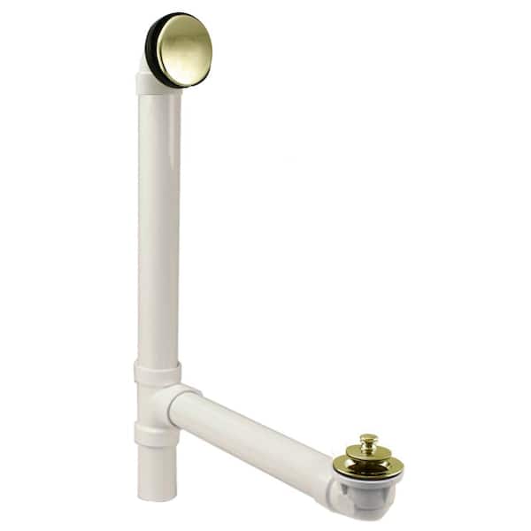 Westbrass 12 in. PVC Bath Waste and Illusionary Overflow in Polished Brass