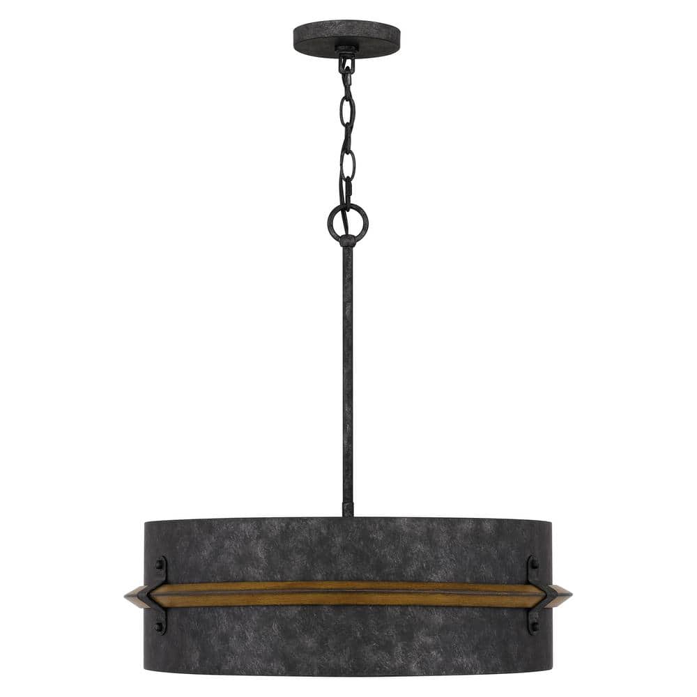 21" Brown Glass Drum Pendant Light for Indoor/Outdoor