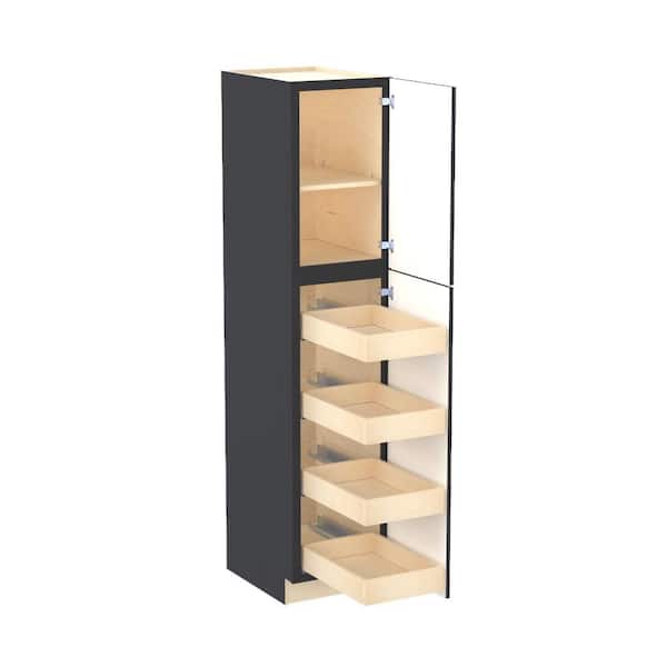 Franklin 18 in. W x 24 in. D x 84 in. H Assembled Plywood Pantry Kitchen Cabinet in Valiant Onyx with 4ROT Soft Close RH