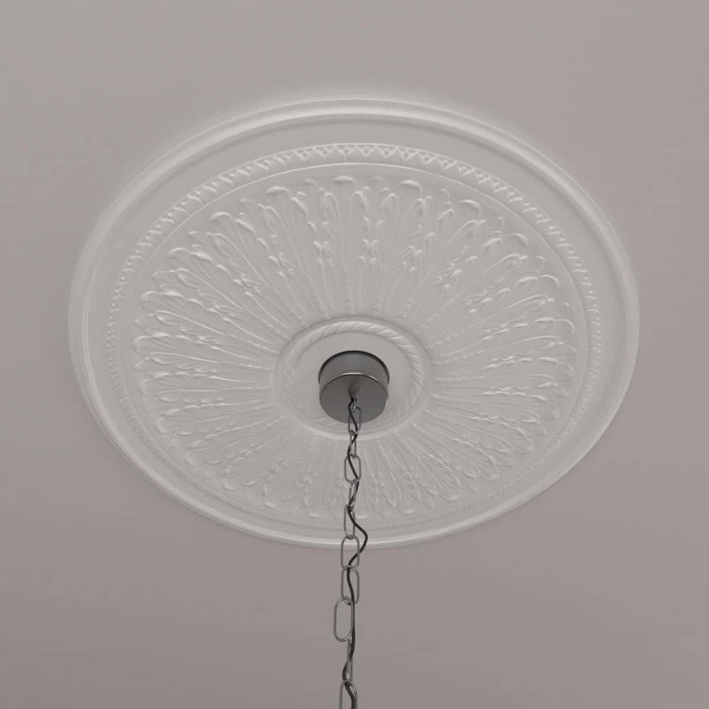 18" Primed Riley Circle Ceiling Medallion, Moisture & Rot Resistant